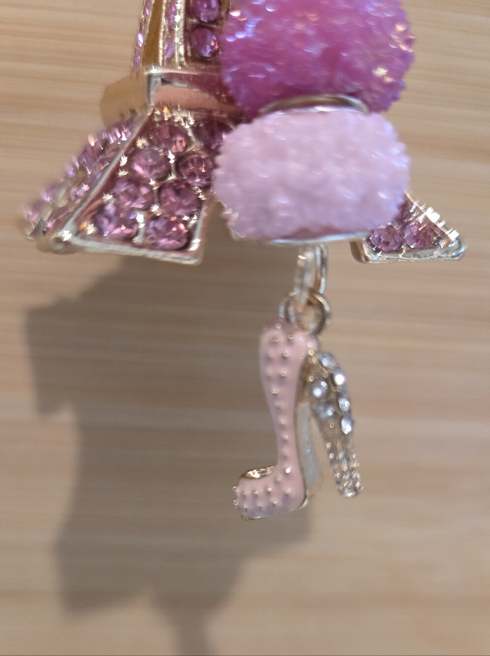 🗼 Sparkly Pink Rhinestone Eiffel Tower Keychain / Purse Charm - Picture 5 of 16